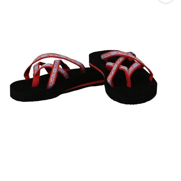 New Teva Olowahu Strappy Red Sandals 10 - Picture 2 of 6